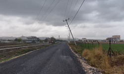 Sırrın’da kuvvetli rüzgârdan dolayı beton elektrik direği yan yattı!